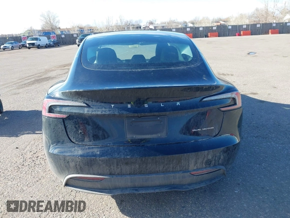 2025 Tesla Model 3 Long Range with VIN 5YJ3E1EB5SF877778, listed as a IAAI auction lot 41639595 with 8,295 mi miles and . Bid and sale history available at DreamBid. Image 15.