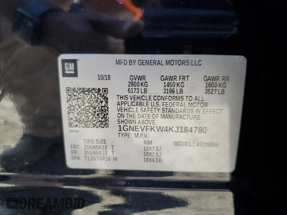 2019 Chevrolet Traverse LS with VIN 1GNEVFKW4KJ184780, listed as a Copart auction lot 68720194 with 95,565 mi miles and Salvage Title. Bid and sale history available at carsss.com. Image 13.