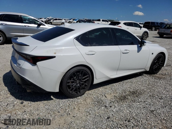 2023 Lexus IS 500 F Sport Performance with VIN JTHAP1D28P5003984, listed as a Copart auction lot 58120915 with 34,337 mi miles and Salvage title. Bid and sale history available at DreamBid. Image 3.