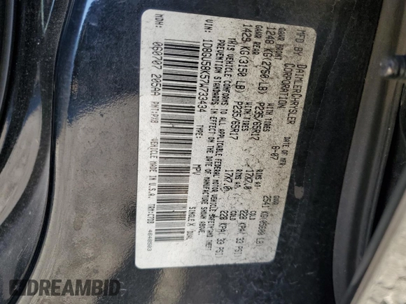2007 Dodge Nitro SLT with VIN 1D8GU58K57W733434, listed as a Copart auction lot 41758595 with 211,545 mi miles and Clean Title. Bid and sale history available at DreamBid. Image 16.