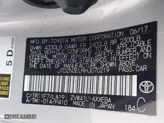 2017 Toyota Prius v Two with VIN JTDZN3EU9HJ070219, listed as a IAAI auction lot 41358297 with 209,303 mi miles. Bid and sale history available at carsss.com. Image 9.