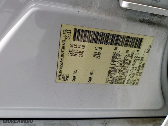 2011 Nissan Altima 2.5 SL with VIN 1N4AL2AP7BN469214, listed as a Copart auction lot 45483775 with NaN miles and Salvage Title. Bid and sale history available at carsss.com. Image 12.