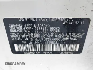 2013 Subaru Impreza Special Sports Premium z VIN JF1GPAL68DH850536, wystawiony jako IAAI lot #41603172 z przebiegiem 166 801 mil mil oraz . Historia ofert i sprzedaży dostępna na DreamBid. Obrazek 9.
