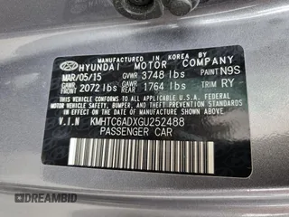 2016 Hyundai Veloster with VIN KMHTC6ADXGU252488, listed as a Copart auction lot 65415583 with 53,482 mi miles. Bid and sale history available at carsss.com. Image 13.