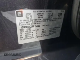 2015 Chevrolet Tahoe LT z VIN 1GNSKBKC2FR194709, wystawiony jako Copart lot #51937995 z przebiegiem 171 416 mil mil oraz Szkoda całkowita • Salvage title. Historia ofert i sprzedaży dostępna na DreamBid. Obrazek 13.