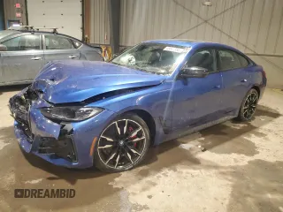 2024 BMW i4 M50 with VIN WBY33AW09RFR93637, listed as a Copart auction lot 45842555 with 7,691 mi miles and Salvage Title. Bid and sale history available at carsss.com. Image 1.