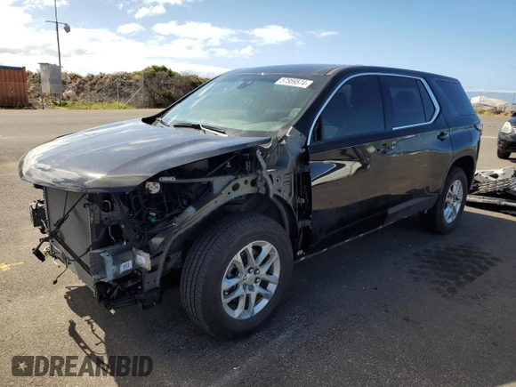 2022 Chevrolet Traverse LS with VIN 1GNEVFKWXNJ143297, listed as a Copart auction lot 57889574 with 16,363 mi miles and Clean Title. Bid and sale history available at carsss.com. Image 1.