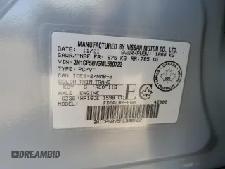 2021 Nissan Kicks S with VIN 3N1CP5BV5ML560722, listed as a Copart auction lot 70270944 with 35,806 mi miles and Salvage Title. Bid and sale history available at carsss.com. Image 12.