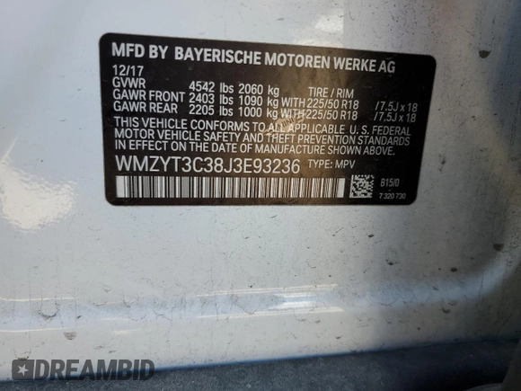 2018 MINI Countryman Cooper S with VIN WMZYT3C38J3E93236, listed as a Copart auction lot 49837715 with 45,306 mi miles and Salvage Title. Bid and sale history available at carsss.com. Image 13.