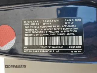 2004 Saab 9-3 Arc z VIN YS3FD79Y346011960, wystawiony jako Copart lot #74150894 z przebiegiem 103 158 mil mil oraz Szkoda całkowita • Salvage title. Historia ofert i sprzedaży dostępna na DreamBid. Obrazek 14.