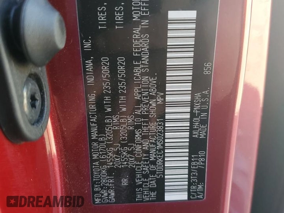 2021 Toyota Sienna XSE with VIN 5TDDRKEC1MS023831, listed as a Copart auction lot 47592975 with 82,378 mi miles and Salvage Title. Bid and sale history available at DreamBid. Image 13.
