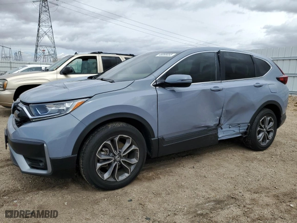 2021 Honda CR-V EX-L with VIN 2HKRW1H80MH402423, listed as a Copart auction lot 48068055 with 38,928 mi miles and Salvage Title. Bid and sale history available at carsss.com. Image 1.