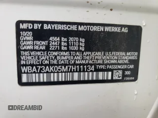 2021 BMW 2 Series 228i xDrive with VIN WBA73AK05M7H11134, listed as a Copart auction lot 61682735 with 21,901 mi miles and Salvage title. Bid and sale history available at DreamBid. Image 12.