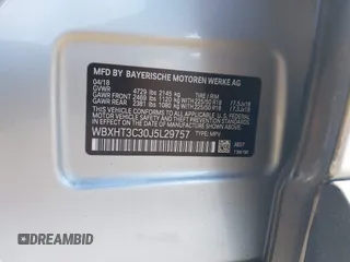 2018 BMW X1 xDrive28i with VIN WBXHT3C30J5L29757, listed as a IAAI auction lot 41879504 with 60,490 mi miles. Bid and sale history available at carsss.com. Image 9.
