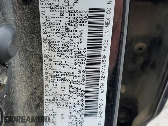 2014 Toyota Tacoma with VIN 3TMMU4FN7EM065660, listed as a Copart auction lot 53133665 with 83,505 mi miles and Salvage title. Bid and sale history available at DreamBid. Image 12.