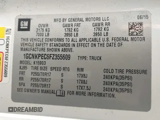 2015 Chevrolet Silverado 1500 Work Truck with VIN 1GCNKPEC6FZ355609, listed as a IAAI auction lot 41819740 with 125,703 mi miles. Bid and sale history available at carsss.com. Image 9.