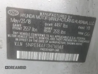 2018 Hyundai Sonata SEL with VIN 5NPE34AF1JH716563, listed as a Copart auction lot 51921415 with 79,869 mi miles and Salvage Title. Bid and sale history available at DreamBid. Image 13.