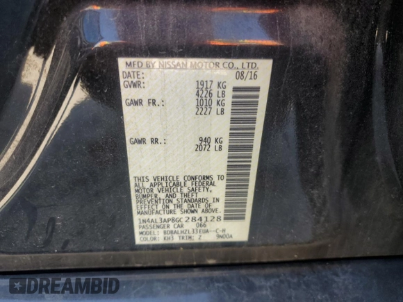 2016 Nissan Altima SL with VIN 1N4AL3AP8GC284128, listed as a Copart auction lot 57708095 with 141,672 mi miles and Salvage title. Bid and sale history available at DreamBid. Image 13.