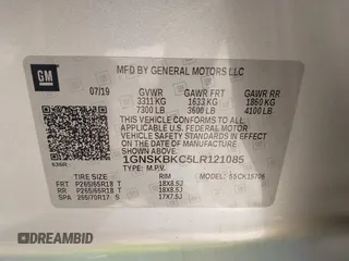 2020 Chevrolet Tahoe LT with VIN 1GNSKBKC5LR121085, listed as a IAAI auction lot 42341677 with 123,579 mi miles and . Bid and sale history available at DreamBid. Image 9.