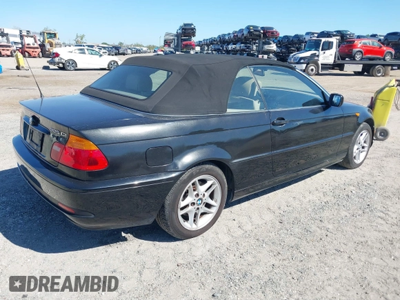2004 BMW 3 Series 325Ci with VIN WBABW33414PL28254, listed as a IAAI auction lot 41785394 with 129,235 mi miles. Bid and sale history available at carsss.com. Image 4.