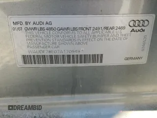 2007 Audi A4 2.0T with VIN WAUDF78E07A170949, listed as a Copart auction lot 63850645 with 176,621 mi miles and Salvage title. Bid and sale history available at DreamBid. Image 12.