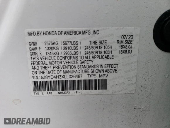 2020 Acura MDX with VIN 5J8YD4H3XLL036487, listed as a Copart auction lot 70357372 with 25,905 mi miles. Bid and sale history available at carsss.com. Image 15.