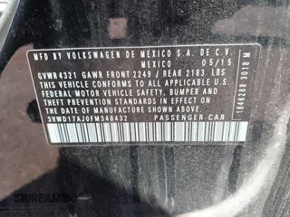 2015 Volkswagen Jetta SE z VIN 3VWD17AJ0FM348432, wystawiony jako IAAI lot #42124810 z przebiegiem 129 034 mil mil oraz . Historia ofert i sprzedaży dostępna na DreamBid. Obrazek 9.