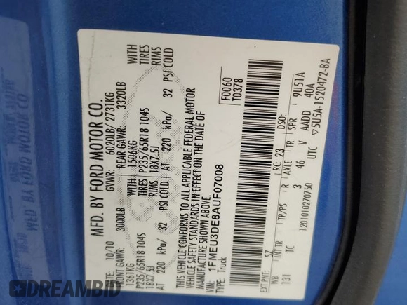 2010 Ford Explorer Sport Trac Limited z VIN 1FMEU3DE8AUF07008, wystawiony jako Copart lot #89117075 z przebiegiem 204 827 mil mil oraz Szkoda całkowita • Salvage title. Historia ofert i sprzedaży dostępna na DreamBid. Obrazek 12.