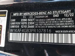 2023 Mercedes-Benz C 300 with VIN W1KAF4GB3PR107816, listed as a IAAI auction lot 41288528 with 70,052 mi miles and . Bid and sale history available at DreamBid. Image 9.