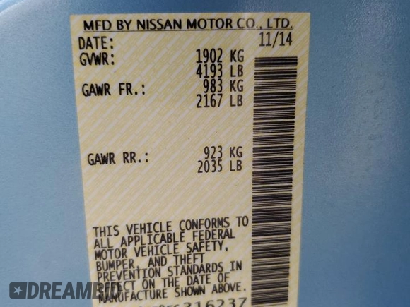 2015 Nissan LEAF SV with VIN 1N4AZ0CP9FC316237, listed as a Copart auction lot 66060053 with 48,475 mi miles. Bid and sale history available at carsss.com. Image 15.