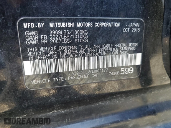 2016 Mitsubishi Lancer ES with VIN JA32U2FU8GU002177, listed as a Copart auction lot 50409095 with 128,342 mi miles and Salvage Title. Bid and sale history available at carsss.com. Image 14.