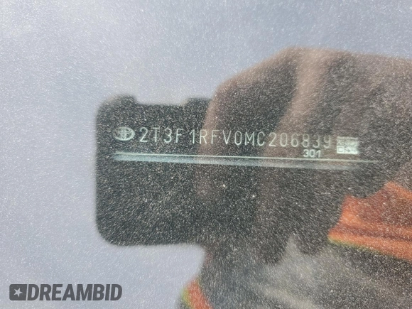2021 Toyota RAV4 LE with VIN 2T3F1RFV0MC206839, listed as a Copart auction lot 60521145 with 54,314 mi miles and Salvage title. Bid and sale history available at DreamBid. Image 13.