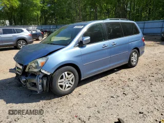 2005 Honda Odyssey EX-L z VIN 5FNRL386X5B034514, wystawiony jako Copart lot #52702435 z przebiegiem 65 988 mil mil oraz Szkoda całkowita • Salvage title. Historia ofert i sprzedaży dostępna na DreamBid. Obrazek 1.