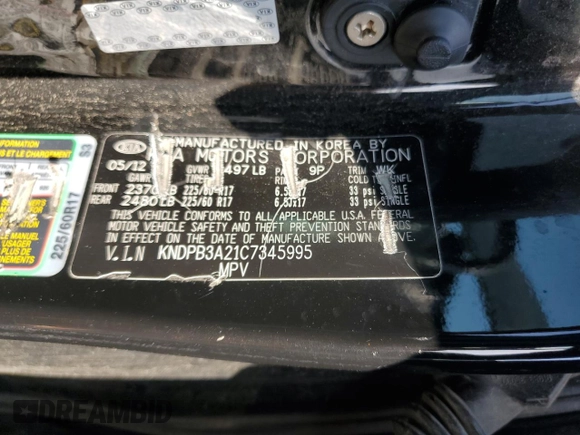 2012 Kia Sportage LX с VIN KNDPB3A21C7345995, выставлен на аукционе Copart как лот 51629505 с пробегом 129 255 миль миль и Списание • Salvage title. История ставок и продаж доступна на DreamBid. Изображение 12.