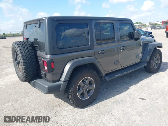 2019 Jeep Wrangler Unlimited Sport S z VIN 1C4HJXDN9KW636592, wystawiony jako IAAI lot #42159099 z przebiegiem 82 580 mil mil oraz . Historia ofert i sprzedaży dostępna na DreamBid. Obrazek 4.