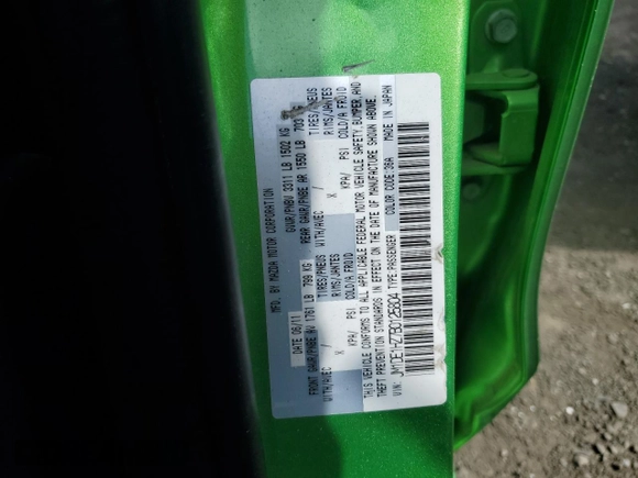 2011 Mazda 2 Touring z VIN JM1DE1HZ7B0125804, wystawiony jako Copart lot #54823605 z przebiegiem 84 606 mil mil oraz Szkoda całkowita • Salvage title. Historia ofert i sprzedaży dostępna na DreamBid. Obrazek 12.