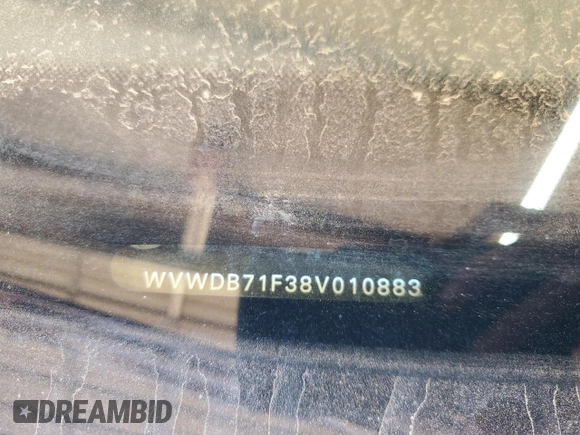 2008 Volkswagen Eos 3.2L with VIN WVWDB71F38V010883, listed as a Copart auction lot 46169745 with 189,772 mi miles and Salvage Title. Bid and sale history available at DreamBid. Image 13.