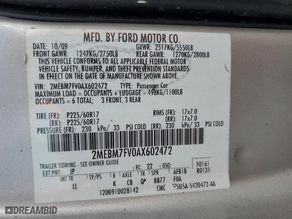 2010 Mercury Grand Marquis LS with VIN 2MEBM7FV0AX602472, listed as a Copart auction lot 72833864 with 73,376 mi miles and Salvage Title. Bid and sale history available at carsss.com. Image 12.