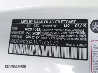 2019 Mercedes-Benz SLC 300 z VIN WDDPK3JA1KF163070, wystawiony jako IAAI lot #41785084 z przebiegiem 58 585 mil mil oraz . Historia ofert i sprzedaży dostępna na DreamBid. Obrazek 9.