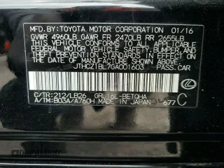 2016 Lexus GS 350 with VIN JTHCZ1BL7GA001603, listed as a Copart auction lot 42006154 with 0 mi miles and Salvage Title. Bid and sale history available at carsss.com. Image 13.
