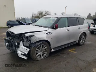 2020 Infiniti QX80 LUXE with VIN JN8AZ2NE9L9253459, listed as a Copart auction lot 87787455 with 100,064 mi miles and Salvage Title. Bid and sale history available at carsss.com. Image 1.