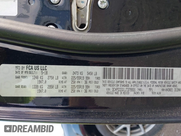 2018 Dodge Journey GT with VIN 3C4PDCEG1JT379931, listed as a IAAI auction lot 42612077 with 74,828 mi miles and . Bid and sale history available at DreamBid. Image 9.