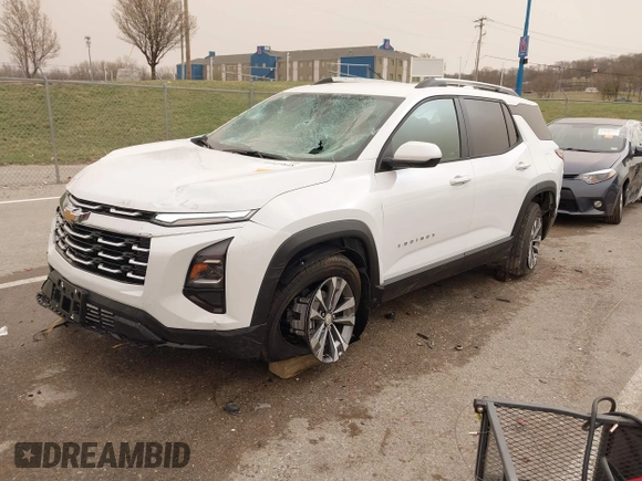 2025 Chevrolet Equinox FWD LT with VIN 3GNAXHEG2SL197920, listed as a IAAI auction lot 41825848 with 1,636 mi miles and . Bid and sale history available at DreamBid. Image 2.