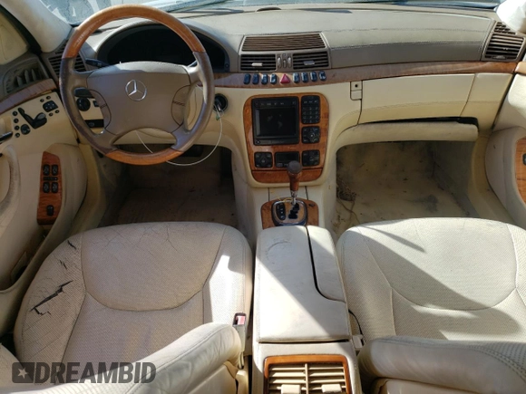 2001 Mercedes-Benz S-Class with VIN WDBNG75J81A140058, listed as a Copart auction lot 46581345 with 0 mi miles and Salvage Title. Bid and sale history available at carsss.com. Image 8.