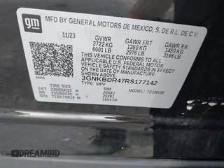 2024 Chevrolet Blazer LT с VIN 3GNKBDR47RS177142, выставлен на аукционе IAAI как лот 42119702 с пробегом 24 100 миль миль и . История ставок и продаж доступна на DreamBid. Изображение 9.