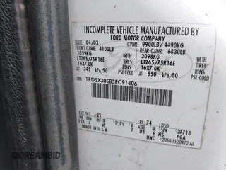 2003 Ford F-350 with VIN 1FDSX30S83EC91406, listed as a IAAI auction lot 41740790 with Not Provided miles and . Bid and sale history available at DreamBid. Image 8.