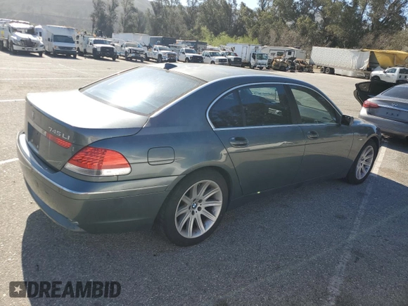 2002 BMW 7 Series 745Li with VIN WBAGN63422DR03230, listed as a Copart auction lot 47386325 with 187,235 mi miles and Salvage Title. Bid and sale history available at carsss.com. Image 3.