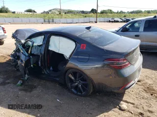 2023 Genesis G70 2.0T with VIN KMTG34TA3PU112975, listed as a Copart auction lot 69425084 with 0 mi miles and Salvage Title. Bid and sale history available at carsss.com. Image 2.