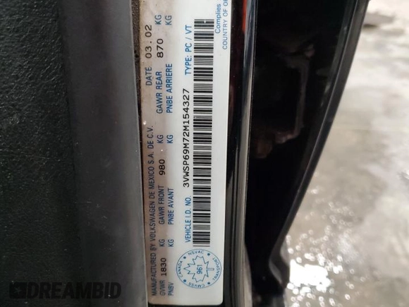 2002 Volkswagen Jetta GLS z VIN 3VWSP69M72M154327, wystawiony jako Copart lot #46441245 z przebiegiem 577 961 mil mil oraz Czysty tytuł • Clean title. Historia ofert i sprzedaży dostępna na DreamBid. Obrazek 12.