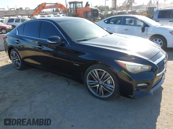 2014 Infiniti Q50 Hybrid Sport with VIN JN1AV7AR1EM701435, listed as a IAAI auction lot 41479140 with 154,338 mi miles. Bid and sale history available at carsss.com. Image 1.